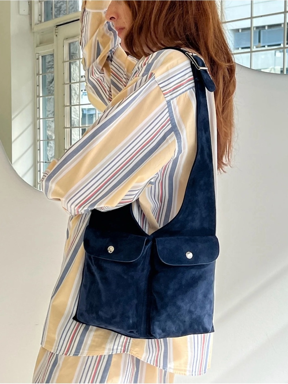 MARYAM NASSIR ZADEH Navy Suede Julian Bag NWOT